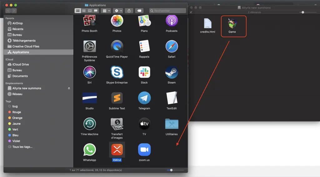Glisser le fichier Game vers le dossier Applications du Mac